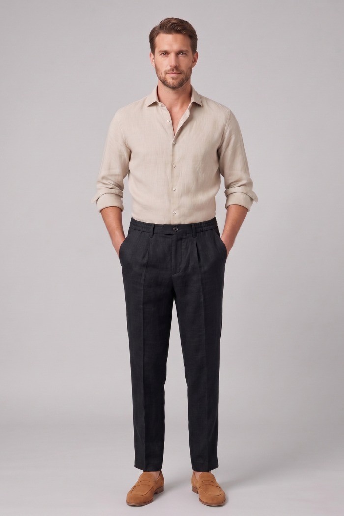 Markup pantalone con laccio in lino MK15109 [5a7d0a8d]