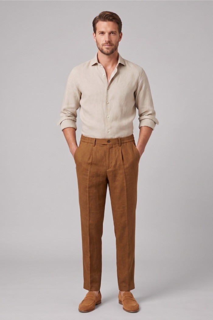 Markup pantalone con laccio in lino MK15109 [88a78796]