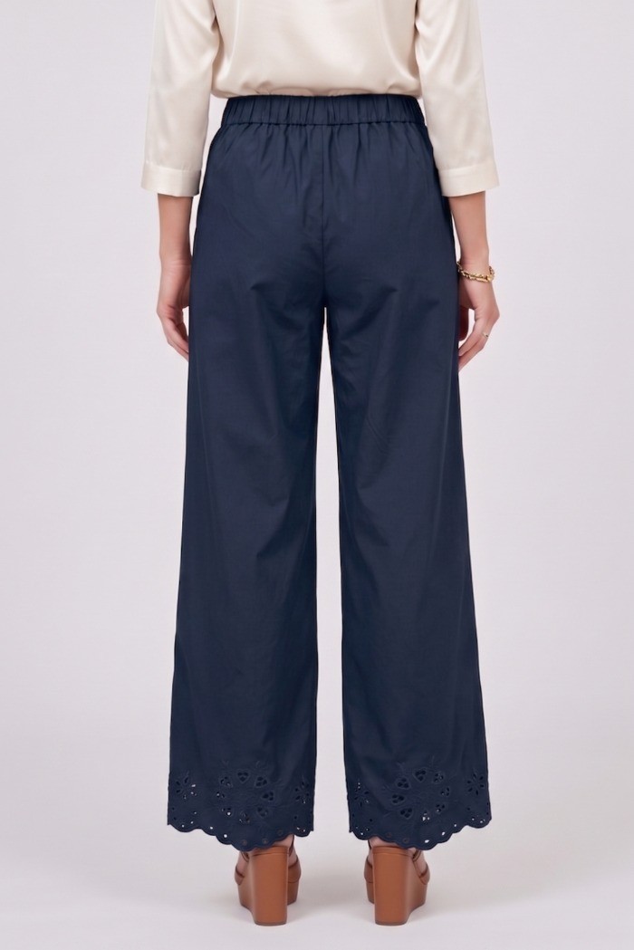 Fresh Flower pantalone in popeline di cotone con fondo traforato FD630 [9347fc26]
