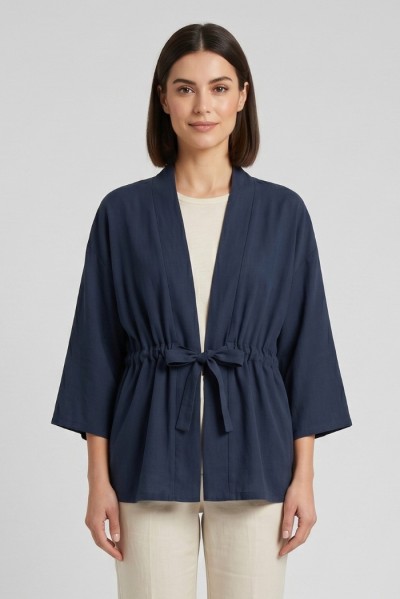 Fresh Flower kimono in misto lino con fusciacca FD657 [ba7bef1d]