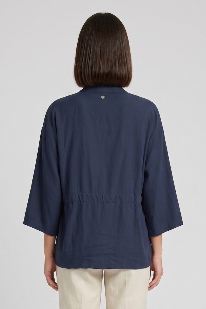 Fresh Flower kimono in misto lino con fusciacca FD657 [635dac10]