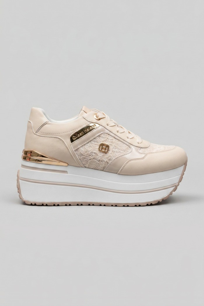 Queen Helena sneaker platform con dettaglio pizzo X34-48 [b66cba3c]