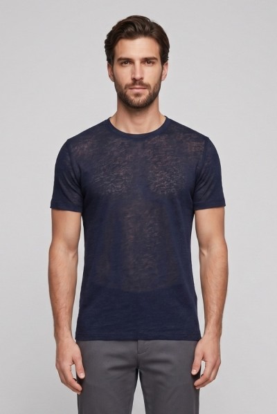 Urban Ring maglia girocollo in misto lino e cotone extra fine UR1110015 [70800d0c]