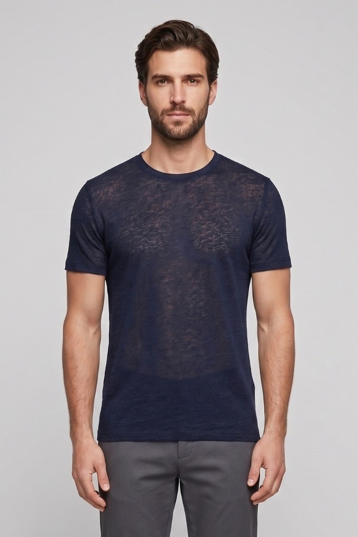 Urban Ring maglia girocollo in misto lino e cotone extra fine UR1110015 [70800d0c]
