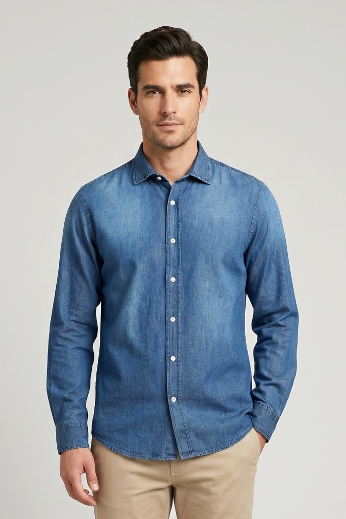 Superior Vintage camicia in denim di cotone SV1516P M50254 [5e06d8f9]