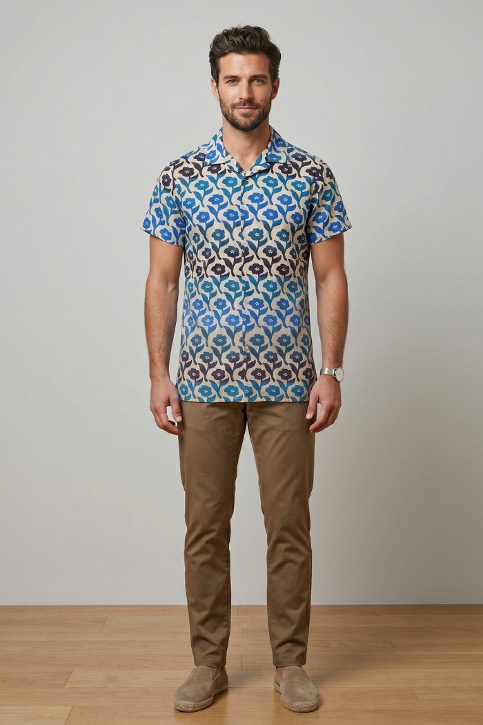 Guy camicia collo cubano a fantasia Custom930-cent M50098 [a474eaa6]