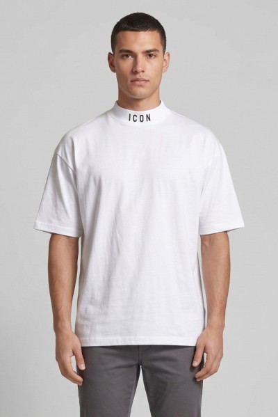 Icon t-shirt in cotone mezzo collo con stampa logo IUT008 — 805219040079008_1