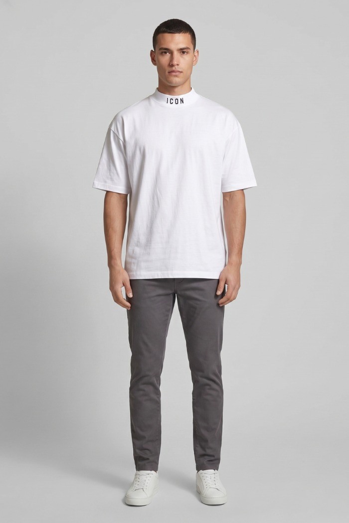 Icon t-shirt in cotone mezzo collo con stampa logo IUT008 [f9107971]