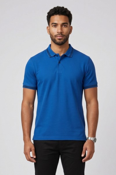 Markup polo in piquet di cotone con dettagli a contrasto MK11002 — 805219040079294_1