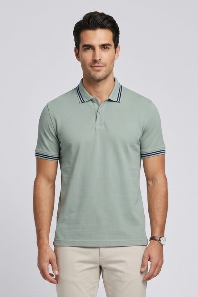 Markup polo in piquet di cotone con dettagli a contrasto MK11002 — 805219040079294_2