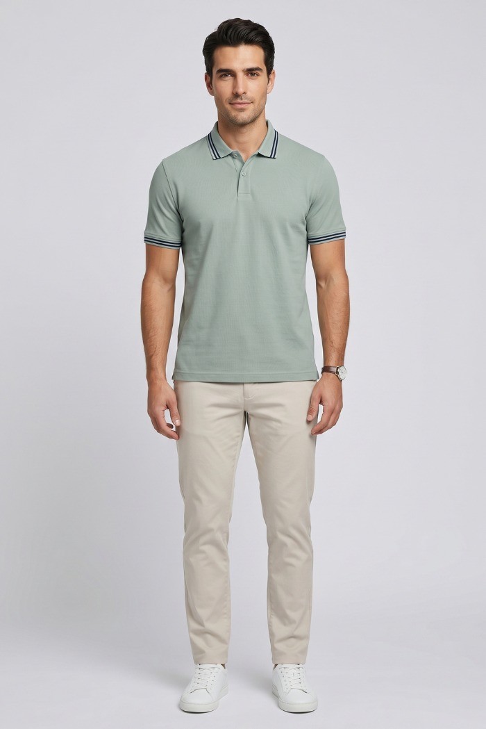 Markup polo in piquet di cotone con dettagli a contrasto MK11002 [29a87e9a]