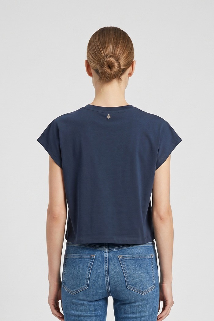 Fresh Flower t-shirt in cotone con dettagli traforati sulle spalle FD552 [c24d7f7e]