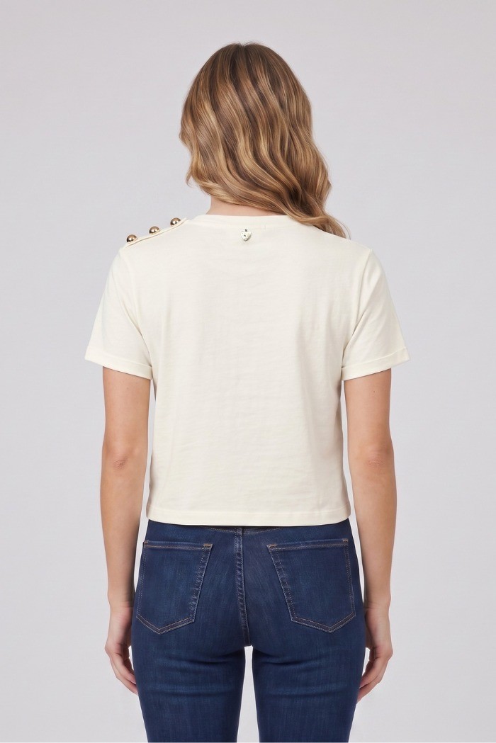 Blash t-shirt in cotone con bottoni sulla spalla BS1710013 [038e43fd]
