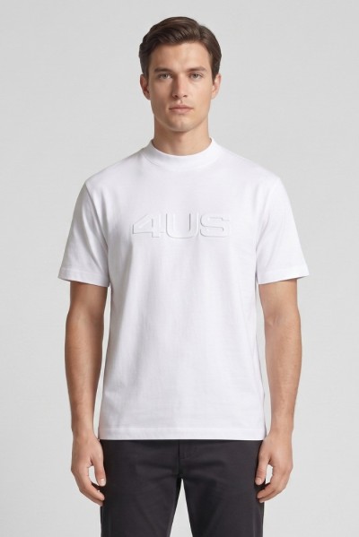 4US Paciotti t-shirt girocollo in cotone con logo a rilievo 4USTS1166 [0bc53257]