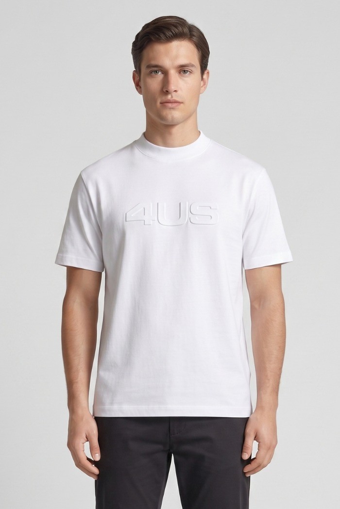 4US Paciotti t-shirt girocollo in cotone con logo a rilievo 4USTS1166 [0bc53257]
