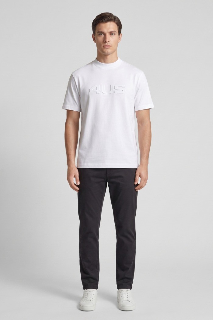 4US Paciotti t-shirt girocollo in cotone con logo a rilievo 4USTS1166 [65feb05e]
