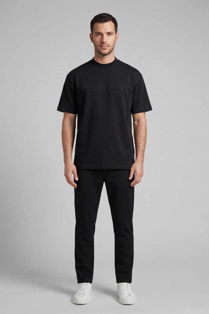 4US Paciotti t-shirt girocollo in cotone con logo a rilievo 4USTS1166 [4efc08d2]