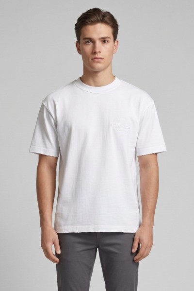 4US Paciotti t-shirt girocollo in cotone con logo a rilievo 4USTS1125 — 805219040079355_1