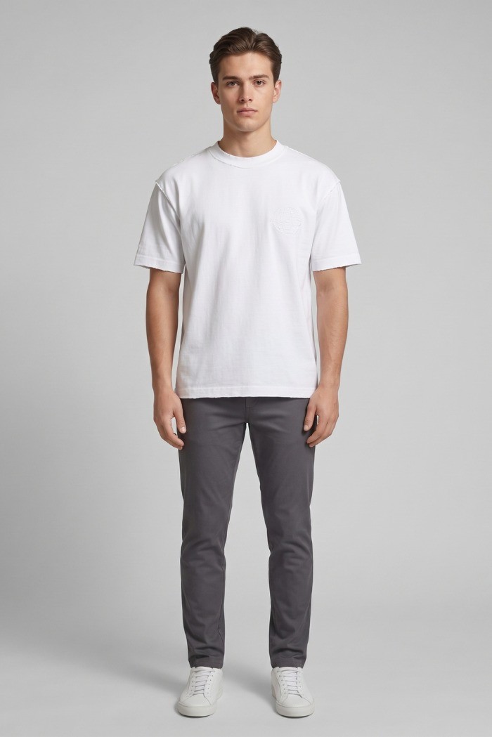 4US Paciotti t-shirt girocollo in cotone con logo a rilievo 4USTS1125 [1df39845]