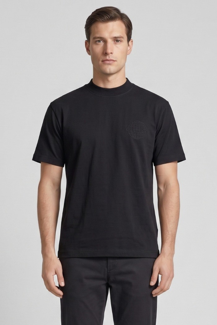 4US Paciotti t-shirt girocollo in cotone con logo a rilievo 4USTS1125 [58caa2c0]