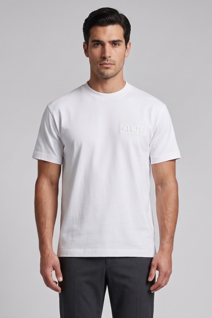 4US Paciotti t-shirt girocollo in cotone con logo a rilievo 4USTS1135 [fbdf6261]