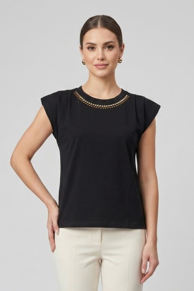 Markup t-shirt in cotone con applicazioni MW1610011 — 805219040079425_2