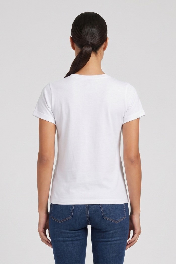 PDK t-shirt in cotone con taschino in pizzo 056932 [b0510bd3]