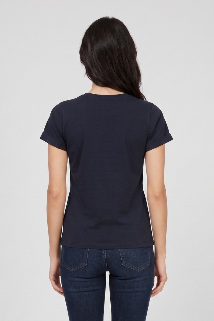 PDK t-shirt in cotone con taschino in pizzo 056932 [2b4fb1d5]