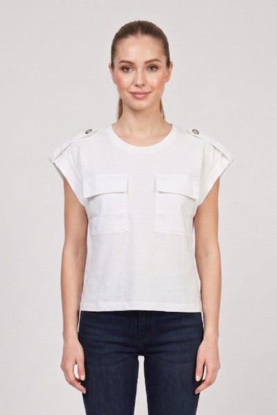 Markup t-shirt in cotone con martingala sulle spalle MW1610020 [359ce419]