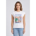 Fly Girl t-shirt giromanica in cotone stretch con stampa e strass 11694/03 [25dd3172]