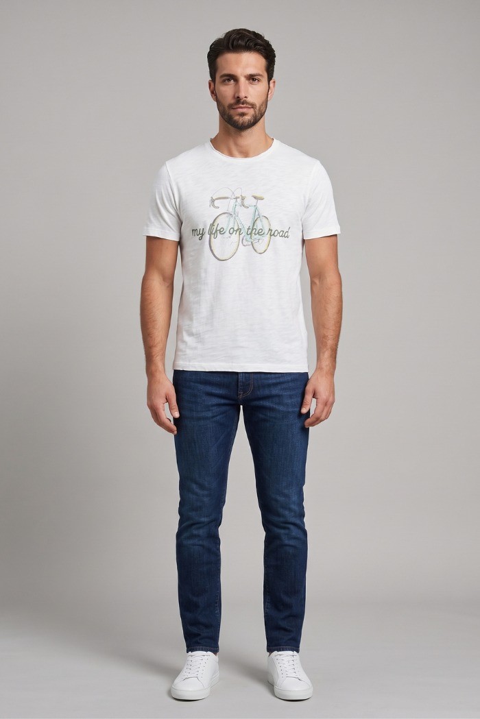 Guy t-shirt in jersey di cotone con orli vivi Cabrio120-sb M49891 [c4fbf29e]