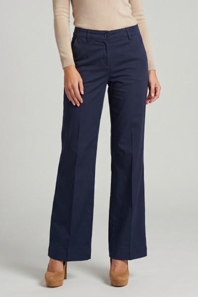 Fresh Flower pantapalazzo in gabardina di cotone FD704 — 805219040078606_1