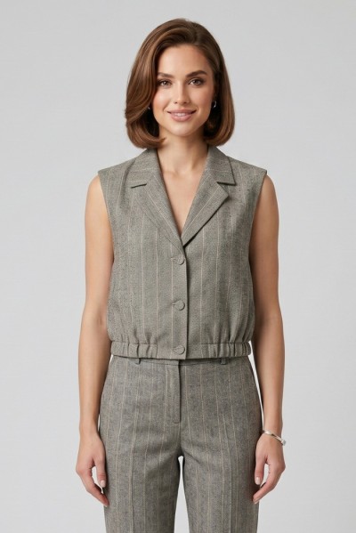 PDK gilet in misto lino e viscosa 057041 [eba5014c]