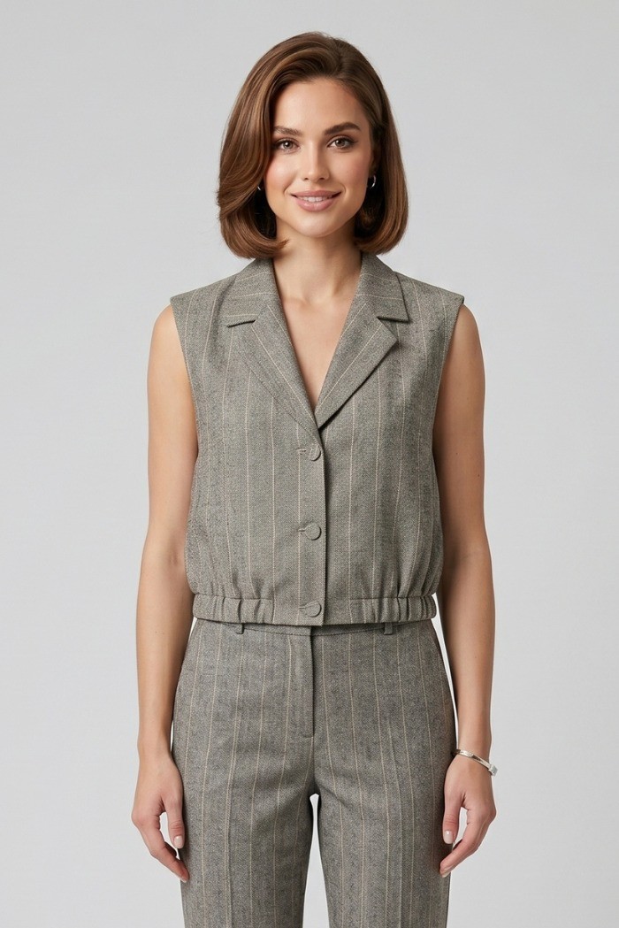 PDK gilet in misto lino e viscosa 057041 [eba5014c]