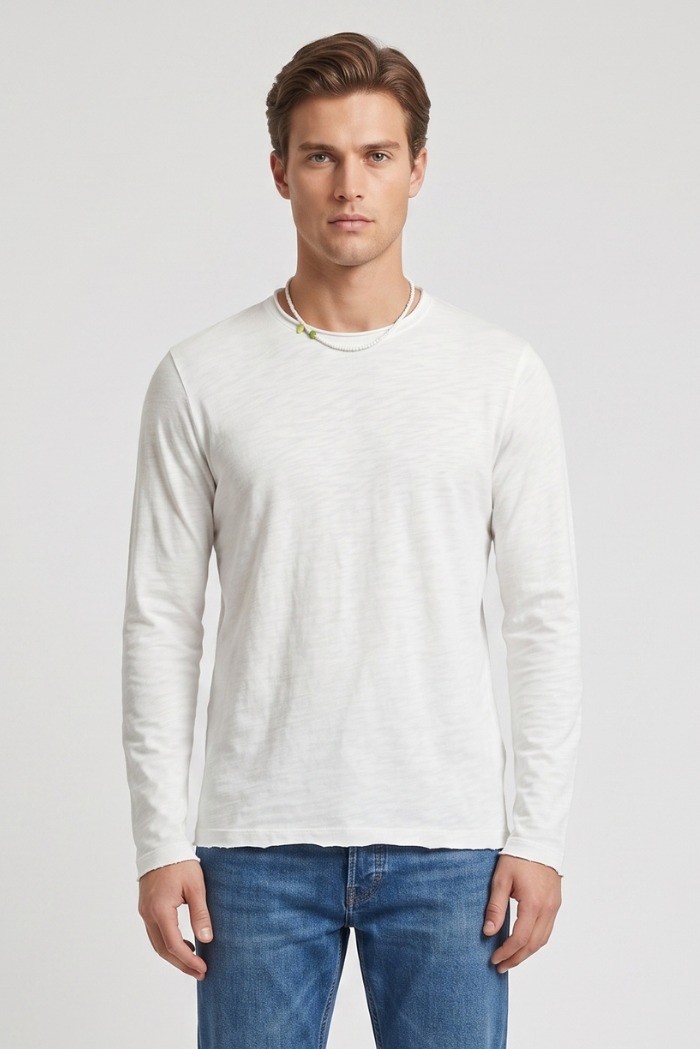 Guy t-shirt manica lunga con orli vivi Mondial467-jsb3 M49907 [d2cd588c]
