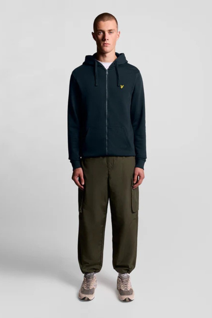 Lyle & Scott felpa a zip con cappuccio in cotone ML420VOG [01d3c7d1]