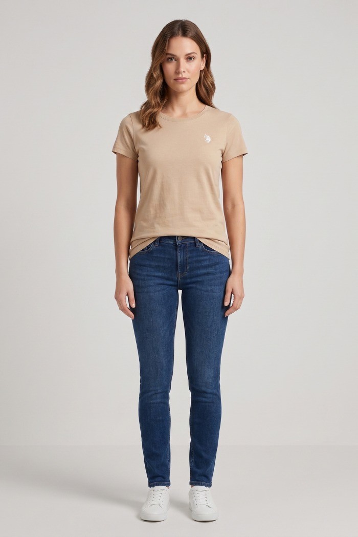US Polo ASSN t-shirt in cotone con logo ricamato Lucy US43354020 [5e6886b9]