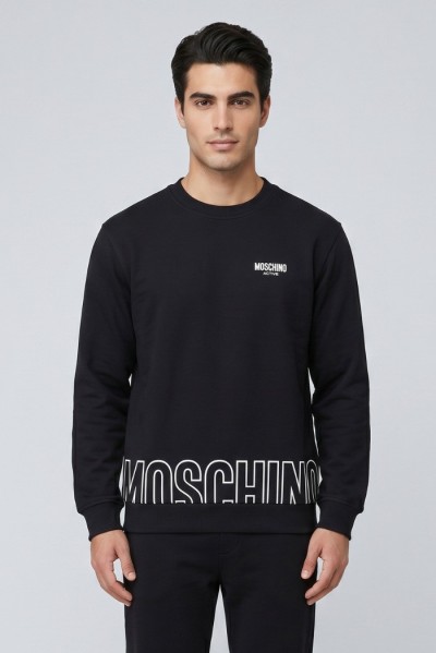 Moschino felpa girocollo in cotone con stampa logo sul fondo V1A1711-4418 — 805219040079794_1
