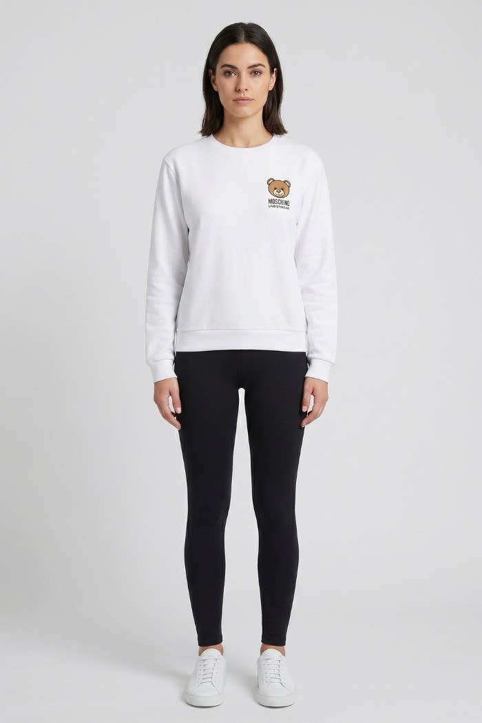 Moschino felpa girocollo in cotone stretch con logo orso V6A1705-4409 [f7bce54a]