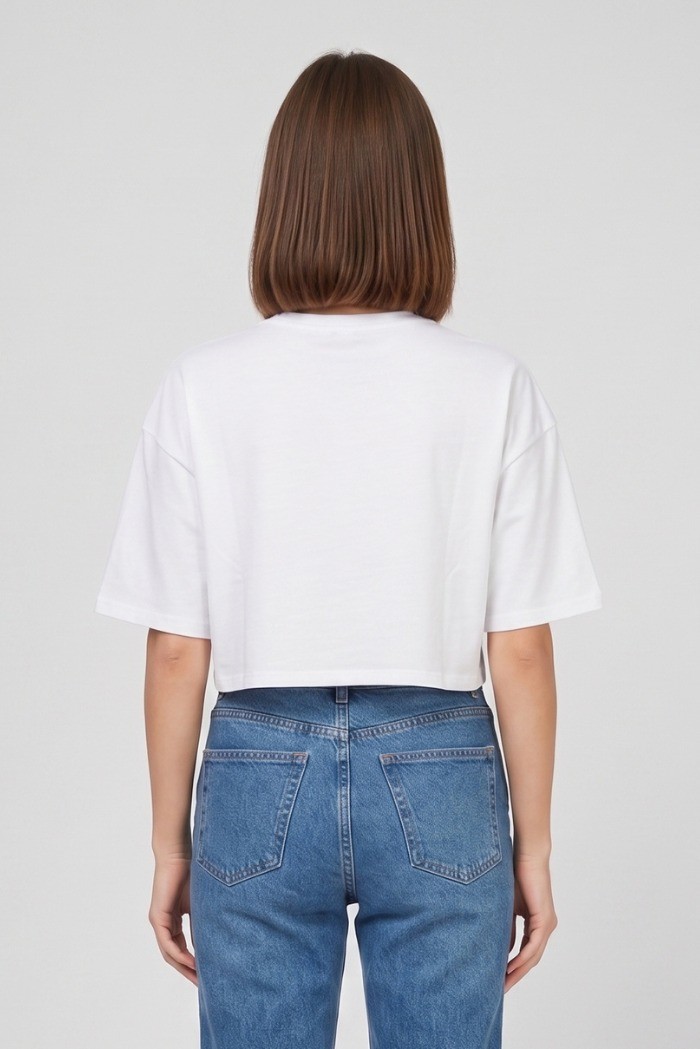 Moschino t-shirt cropped con stampa logo sul fondo V6A0712-4419 [38ac0c55]