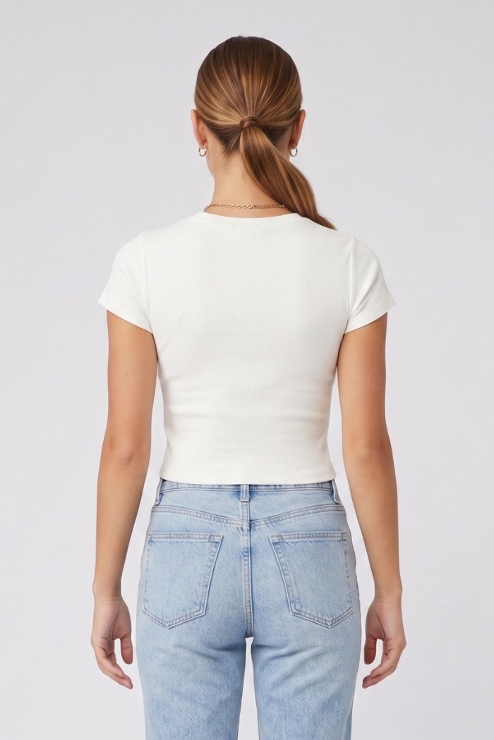 Moschino t-shirt in cotone stretch con logo strass V6A0711-4420 [508ed414]