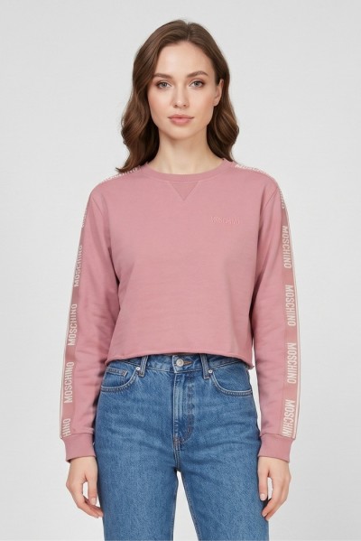 Moschino felpa girocollo cropped delavè con bande logate V6A1708-4436 — 805219040079805_1