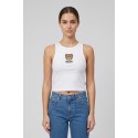 Moschino canotta in cotone stretch con stampa logo orso V6A8901-4410 [b89e20e3]