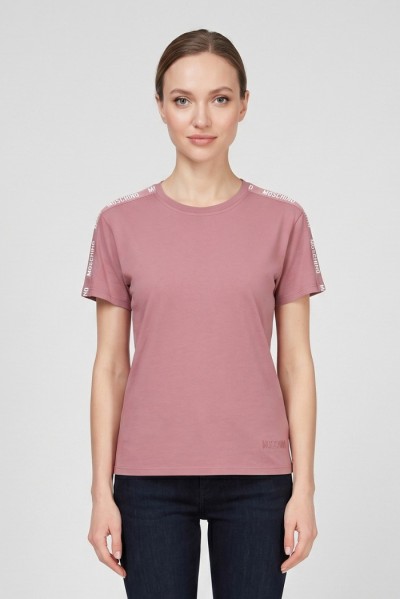 Moschino t-shirt in cotone delavè con bande logate V6A0703-4437 — 805219040079819_1