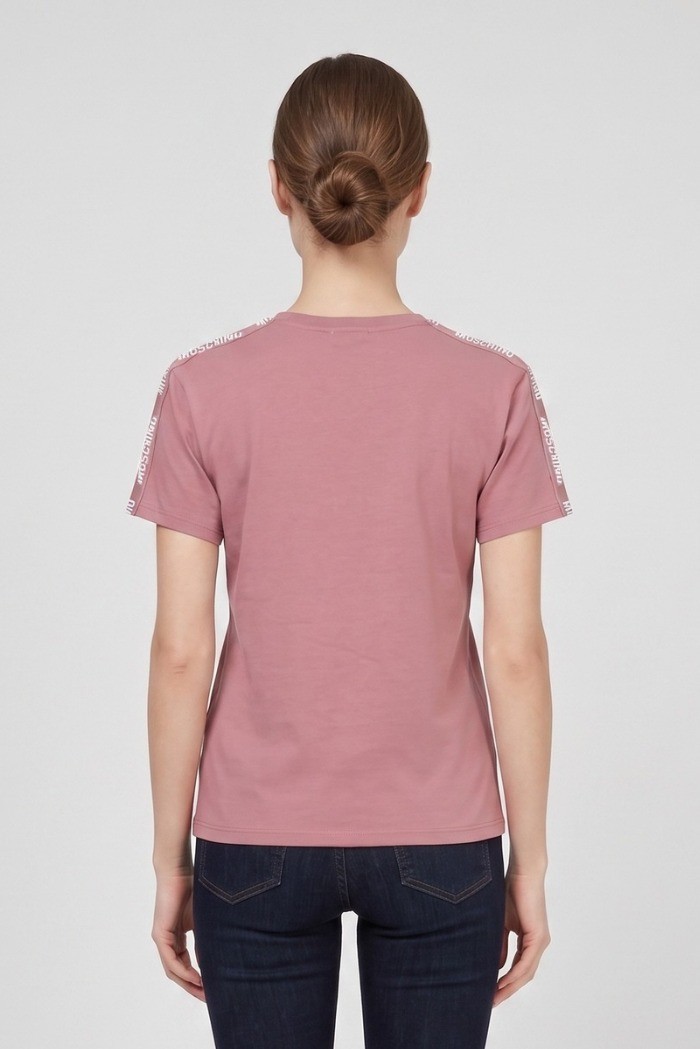 Moschino t-shirt in cotone delavè con bande logate V6A0703-4437 [395151b0]