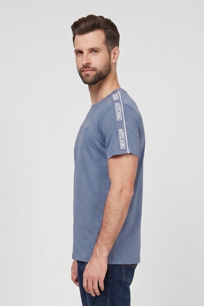 Moschino t-shirt in cotone delavè con bande logate V1A0702-4437 [bc259716]
