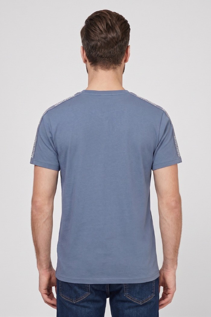 Moschino t-shirt in cotone delavè con bande logate V1A0702-4437 [0b385612]