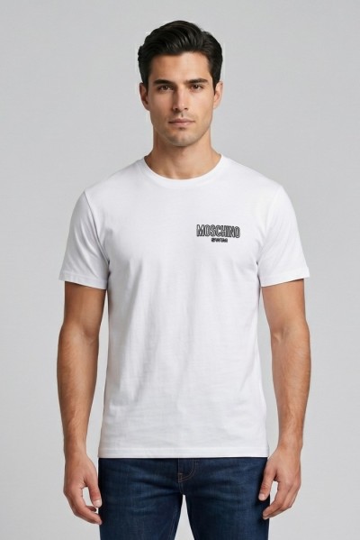 Moschino t-shirt in jersey di cotone con stampa logo V3A0701-9421 — 805219040079821_1