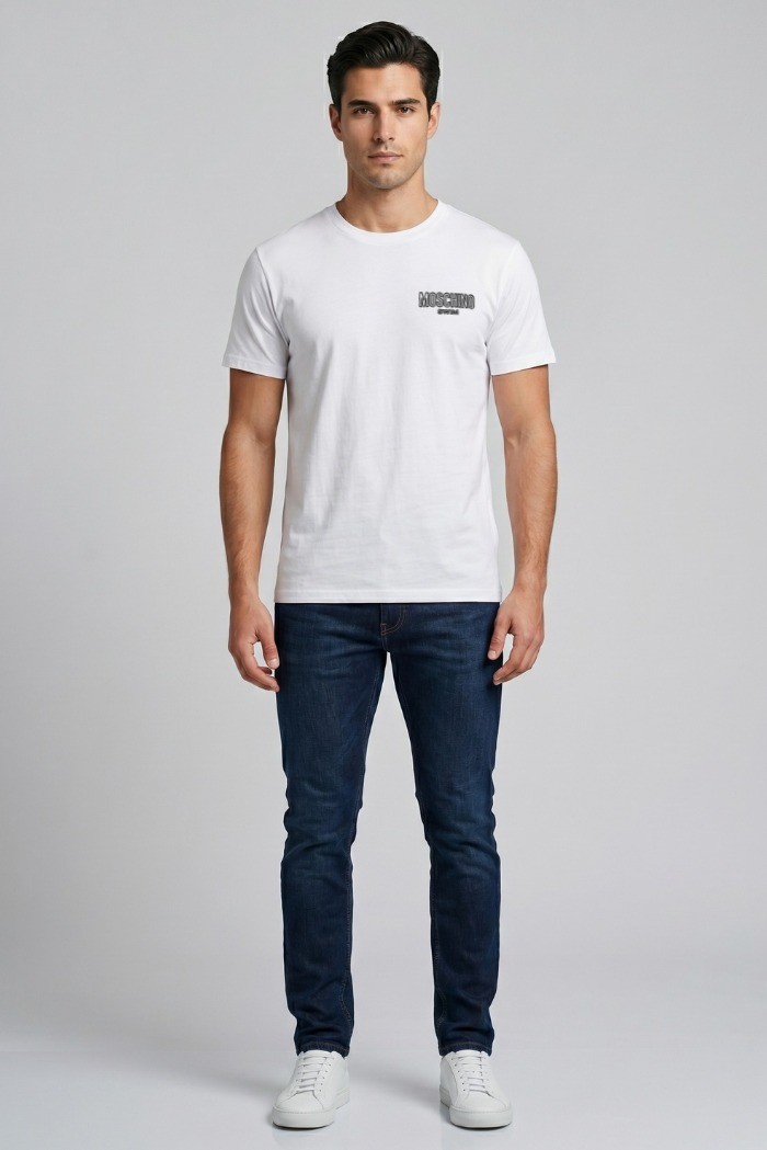 Moschino t-shirt in jersey di cotone con stampa logo V3A0701-9421 [5d7b33f9]
