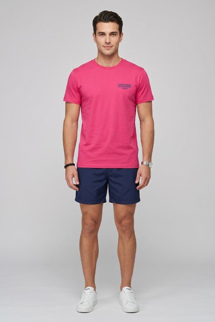 Moschino t-shirt in jersey di cotone con stampa logo V3A0701-9421 [cfcee432]